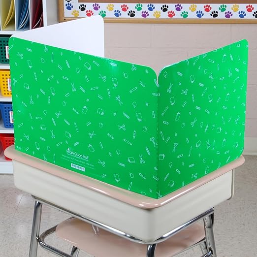 Really Good Stuff Large Privacy Shields Set of 12, Green, Glossy Finish - Distraction-Free Learning - Desk Dividers for Students, Testing Folders, Cardboard Panels, Classroom Essentials