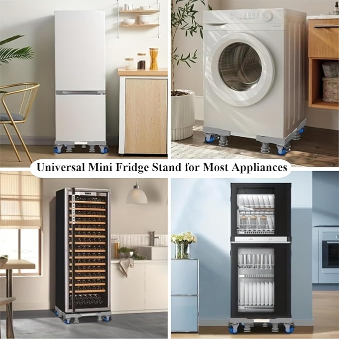 BeNisin Heavy-Duty Appliance Stand, 1200LBS Universal Washer Dryer Pedestal Stand with Locking Wheels, Adjustable Refrigerator adjustable size (16“-26”) Stand for Mini Fridge, Moving Dolly for Washing Machine