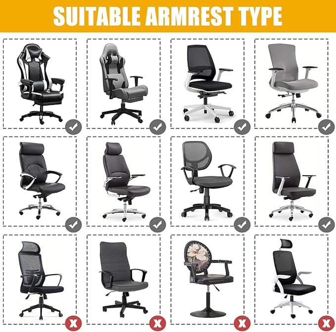 Smiry Stretch Printed Office Chair Armrest Covers, 2 Pcs Soft Fit Removable Washable Computer Desk Chair Arm Covers Protector, Grey and Black