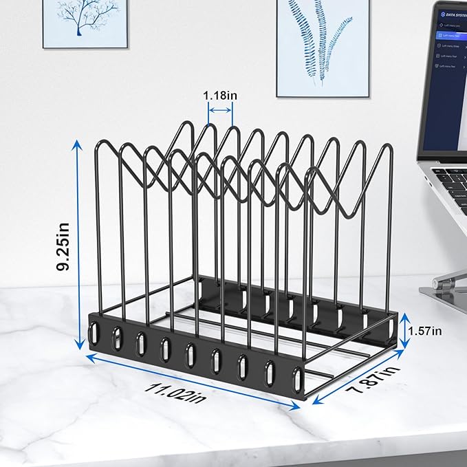 TOPCJ File Organizer for Desk,Clipboard Stand,Wire Caddy,Chopping Board Organizer,File Folder Holder/Rack,File Sorter,Desktop Record Holder,8 Sections Storage,Anti-Scratch/Rusty,Stable,Adjustable