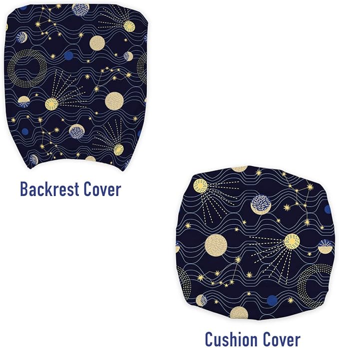 Ambesonne Night Sky Office Chair Slipcover, Retro Style Sky Illustration with Cosmic Elements, Protective Stretch Decorative Fabric Cover, Standard Size, Indigo Brown