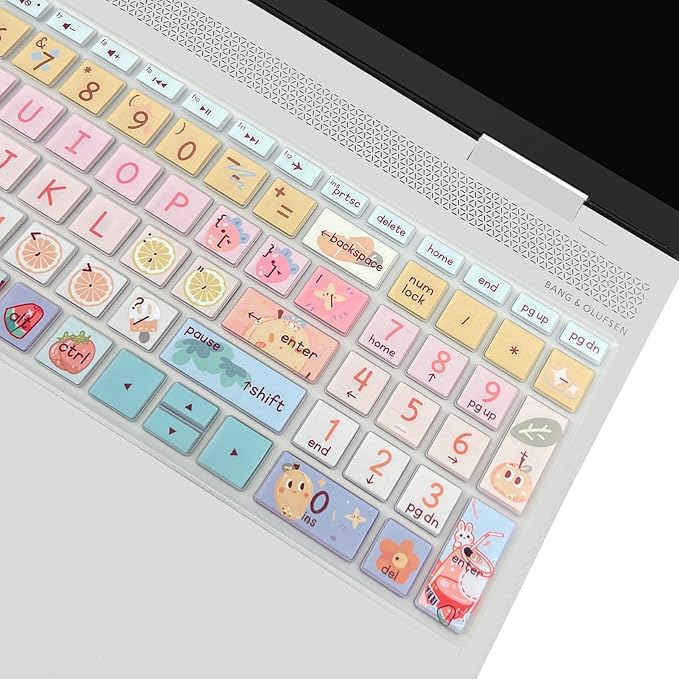 Silicone Keyboard Cover for 15.6 HP Laptop 15-fc 15-fd 15t-fd 15z-fc/HP Pavilion 15-eg 15t-eg 15-eh 15-er, 17z-ca 17-cn 17-cp 17z-cp Model Series,Cute Fruits