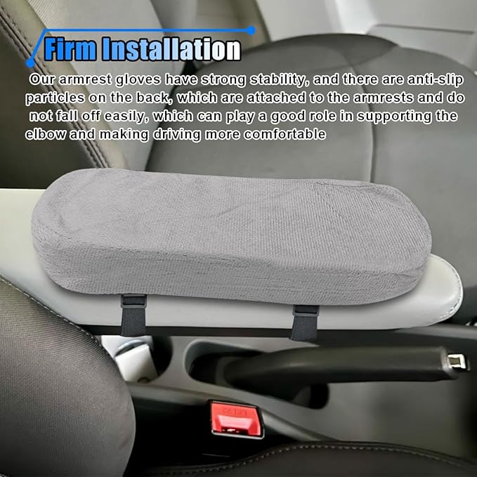 BDZMC 2PCS Car Seat Armrest Covers, Soft & Comfortable Office Chair Arm Pad, Anti-Scratch Car Armrest Cushion, Universal Car Armrest Pillow Protector Cover for Most Cars (Grey)