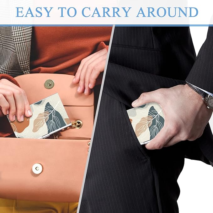 2 Pack Business Card Holder，Color Printing Men's and Women's Business Card Case，Ultra-Thin Metal Business Card Organizer，Carry-on Pocket Wallet Business Card Holder