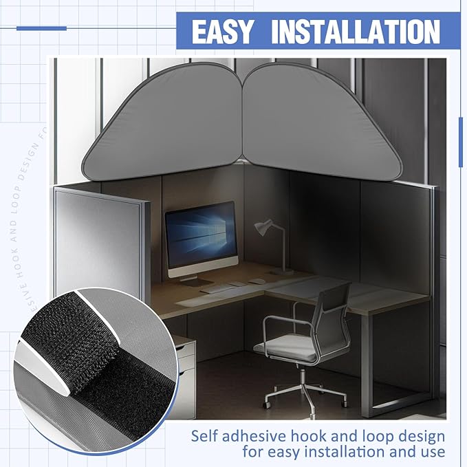 Juexica Foldable Office Cubicle and Desk Shade, Portable 27.5 Inch Cubicle Shade Canopy for Light Sensitive Workers, Block Light and Airflow, for Working Partitions Corner Privacy Accessories(Gray)