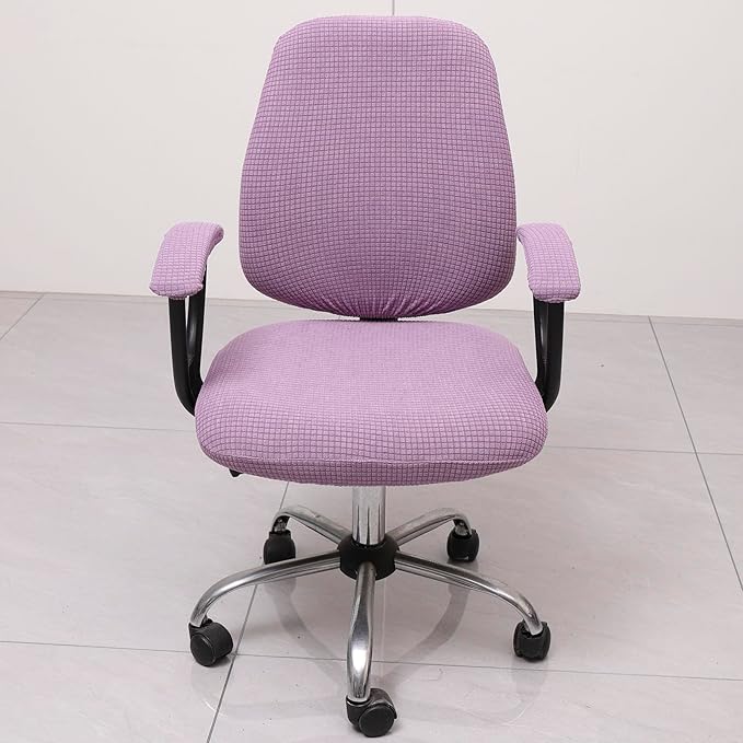 Melaluxe Office Chair Cover with Armrest Covers， Universal Stretch Desk Chair Cover, Computer Chair Slipcovers - Purple