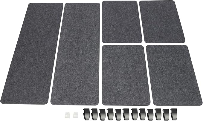 Desk Dividers, Clamp-On Mounted Acoustic Tabletop Privacy Screen - Reduce Noise & Visual Distraction, Polyester Fiber Office Cubicle Public Place Partition, 2x47.25" & 4x23.6" Panels, Anthracite Grey