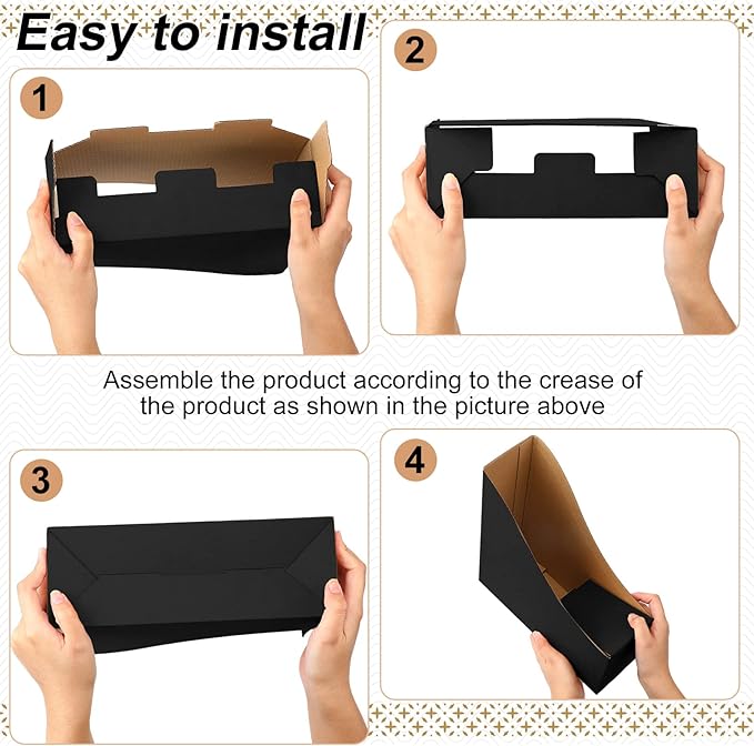 Thenshop 24 Pcs Cardboard Magazine File Holder Organizer, Desk File Organizer Box Foldable Book Bin Papers Storage Folder with Label for School Classroom Office Supplies(Classic,Black)