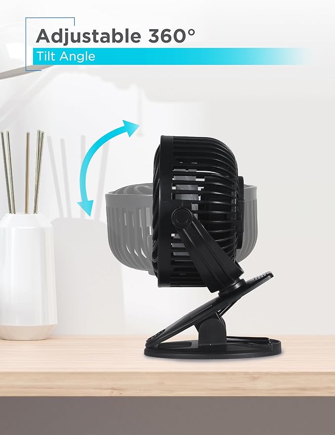 BLACK+DECKER Convertible Cooling Fan - Portable Tabletop and Standing Fan for Home or Office, 4" with 3 Speed Settings and Adjustable Tilt Angle, 2-Pack, Black