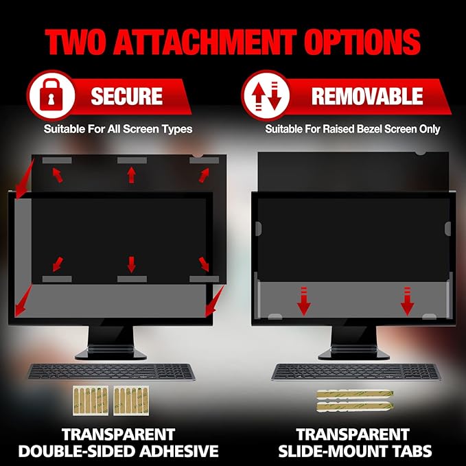 Computer Privacy Screen Filter for 23.8 Inch 16:9 Widescreen Monitor, Anti-Spy/Anti Glare Protector Office Accessories - WxH: 20 3/4" x 11 11/16" (528mm x 297mm)