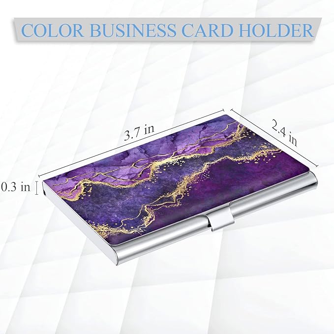 2 Pack Business Card Holder，Color Printing Men's and Women's Business Card Case，Ultra-Thin Metal Business Card Organizer，Carry-on Pocket Wallet Business Card Holder