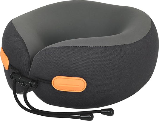 360° Support Memory Foam Travel Neck Pillow – Adjustable Fit for Airplane, Car, Train & Office | No Head Bobbing or Dropping | Firm Support for Long Flights | Carry Bag Included