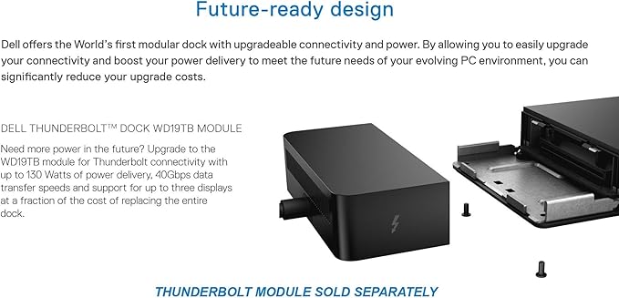 Dell WD19 130W Docking Station (with 90W Power Delivery) USB-C, HDMI, Dual DisplayPort, black