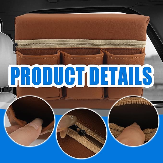 Car Armrest Storage Box for Window,Multi-Function Car Window Armrest Organizer with Multiple Storage Pockets,Arm Rest Organizer Cars Windows for Armrests and Increasing Storages (Brown)