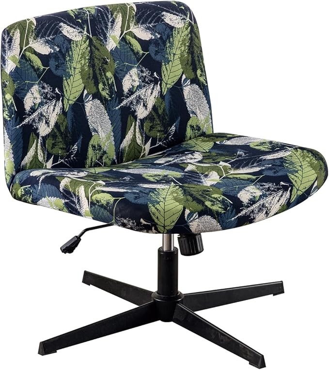 Armless Chair Slipcover Stretch Criss Cross Chair Cover, Mid Back Wide Seat Accent Chair Covers,Modern Vanity Chair Cover for Office Desk (Leaf Vein)