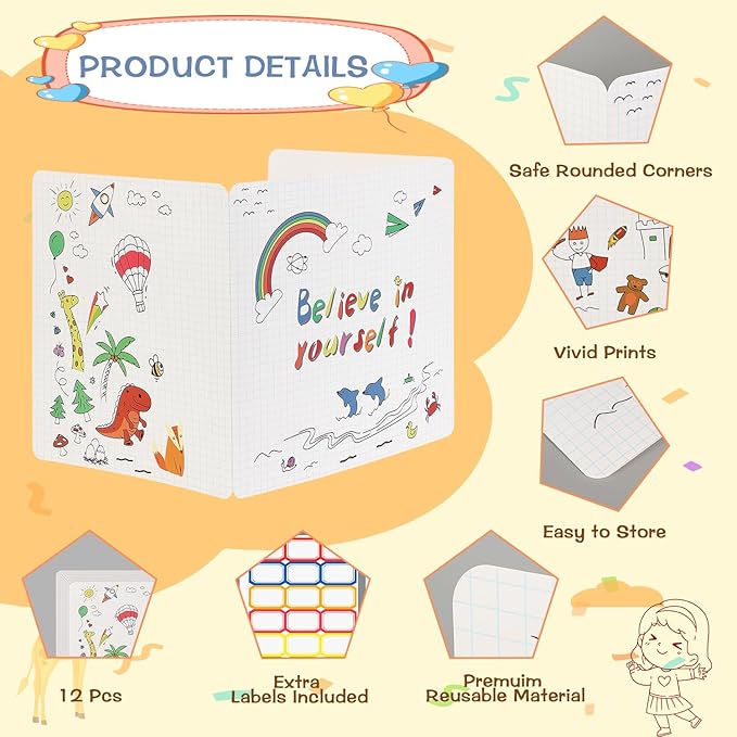 Privacy Boards for Student, 12 Pcs Desk Dividers for Students, Cardboard Privacy Folders, Privacy Shield Folder Boards, Classroom Divider Shield for School Teachers Home (Believe in Yourself)