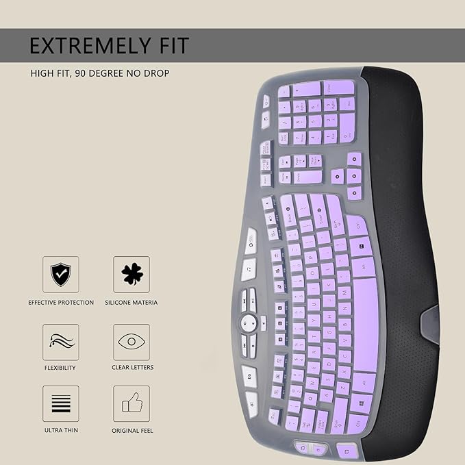 Keyboard Cover for Logitech K350 MK550 MK570 Wireless Wave Keyboard,Waterproof Silicone Keyboard Protector Skin for Logitech K350 MK550 MK570 Keyboard Protective Accessories(Gradient Purple)