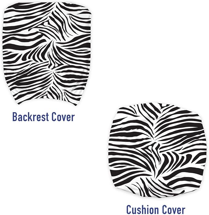 Ambesonne Zebra Print Office Chair Slipcover, Striped Zebra Animal Print Nature Wildlife Inspired Simplistic Illustration, Protective Stretch Decorative Fabric Cover, Standard Size, Black White