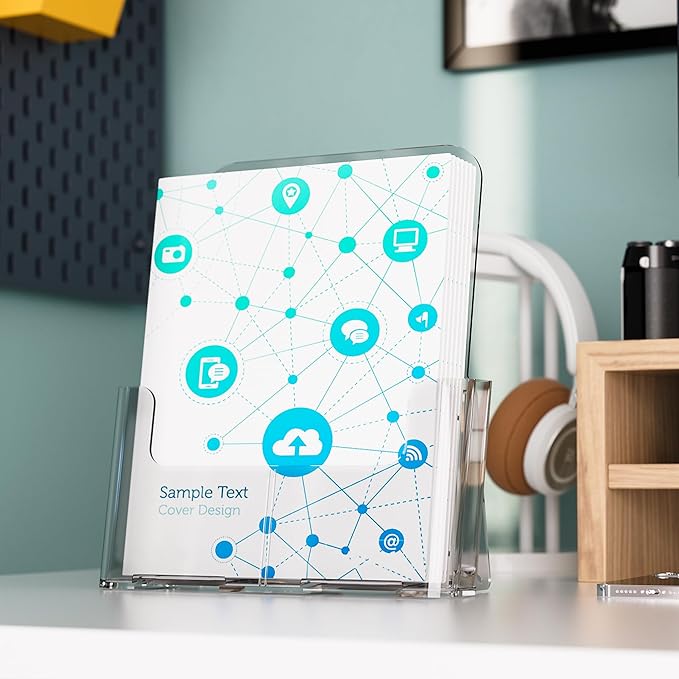 Brochure Holder 8.5x11 Inch Acrylic Literature Holders Clear Plastic Flyer Display Stand Countertop Use or Wall Mount Pamphlet Holder Organizer for Office, Lobby, Hotels, Trade Shows, 4 Pack
