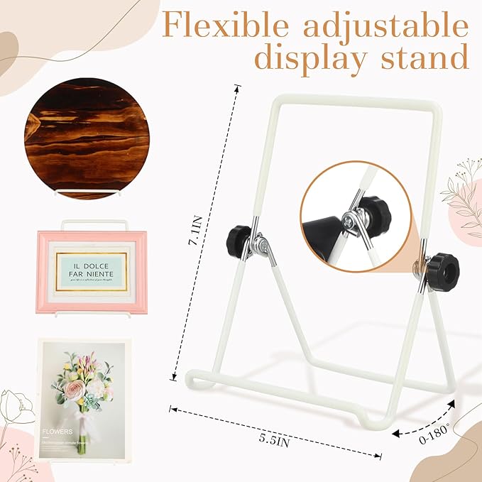Kenning 24 Pack Adjustable Plate Stands for Display 7.1 Inch White Metal Foldable Easel Book Display Stands Bulk Decorative Plate Holders for Platter Frame Photo Tabletop Art(Double Corners)