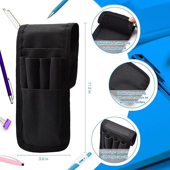2 Pcs KATOLK Belt Pen Holder, Multifunctional Adjustable Tactical Pencil Pouch, Detachable Military Duty Pencil Sleeve Case, Can Hold Pens, Rulers and Scissors