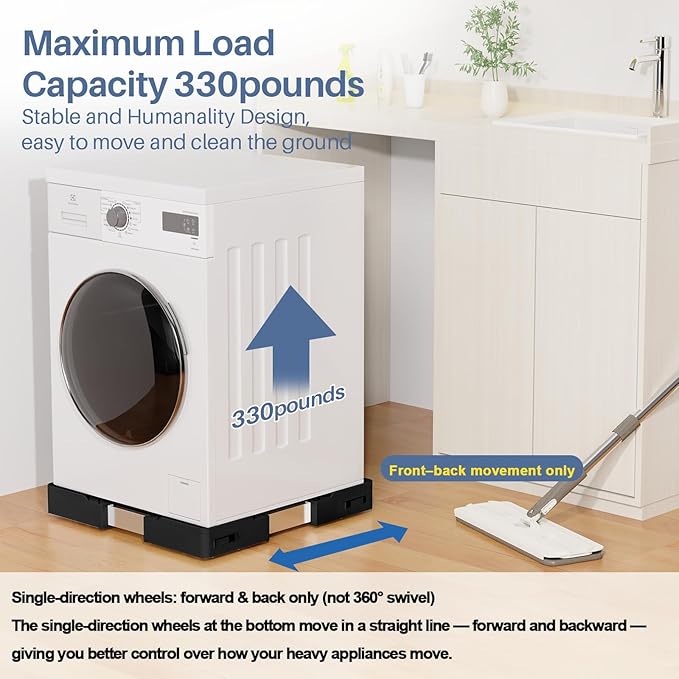 Appliance Rollers Heavy Duty, Adjustable Mini Fridge Stand Washer and Dryer Stand with 16 Locking Wheels, Appliance Furniture Dolly Universal Stand Base for Washer, Dryer