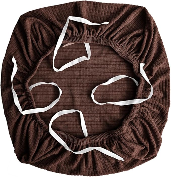 Sunnyway Stretchable Office Chair Seat Cover, Elastic Chair Slipcover with Tie Straps, Dining Chair Slipcover Machine Washable, Fits Seat Size 17.7"-21.7" (Mocha)