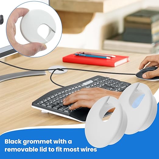 2 inch(50mm) White Desk Hole Cover Grommet ABS Plastic Wire Organizers for Computer Desk Cabinet (3 Pack)