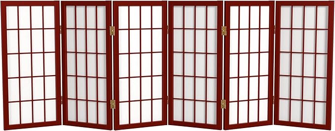 2 ft. Short Desktop Window Pane Shoji Screen - Rosewood - 6 Panels