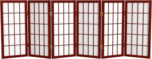 2 ft. Short Desktop Window Pane Shoji Screen - Rosewood - 6 Panels