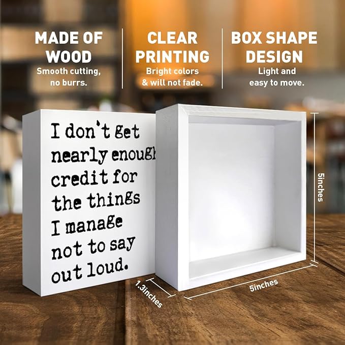 Funny Office Desk Decor Wooden Sign, Funny Office Decoration for Work Women Men, Gifts for Coworker Colleague