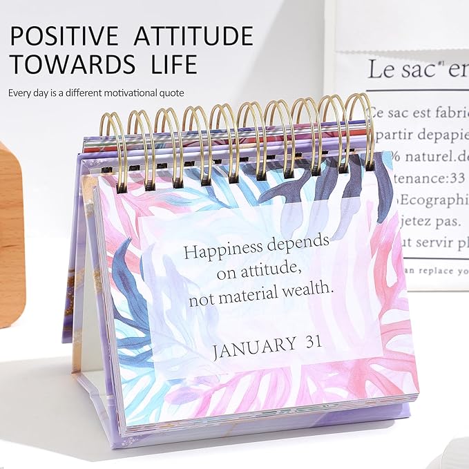 Daily Flip Calendar with Inspirational Quotes - Motivational Perpetual Calendar Desk Office Home Decor for Women, Gifts Desk Accessories for Girls Positive Affirmations