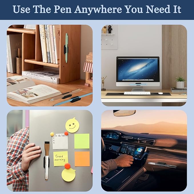 ZUFECY 15-Pack Rubber Pen Holder, Adhesive Silicone Pencil Holder for Desk and Wall, Pen Holder for Clipboard, Classroom Supplies for Desk Orgnazation
