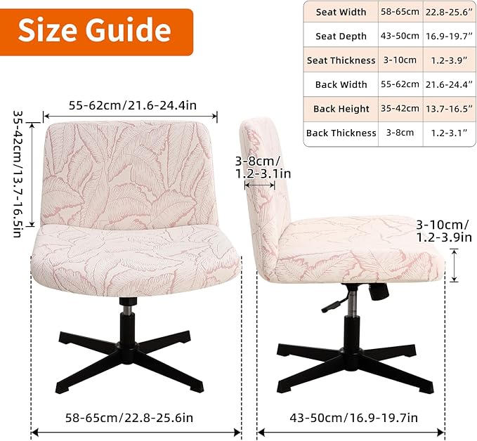 Fuloon Criss Cross Chair Cover, Stretchable, Solid Jacquard, Armless Chair Slipcovers for Office/Desk/Mid Back Wide Seat/Computer/Task/Vanity Chair (Reed -Shaped Jacquard, Pink)