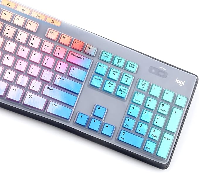 Keyboard Cover Skin Protector for Logitech MK295 MK275 MK270 Wireless Keyboard, Logitech K200 K260 K270 K275 K295 MK200 MK260 Ultra Thin Desktop PC Silicone Keyboard Cover-Colorful