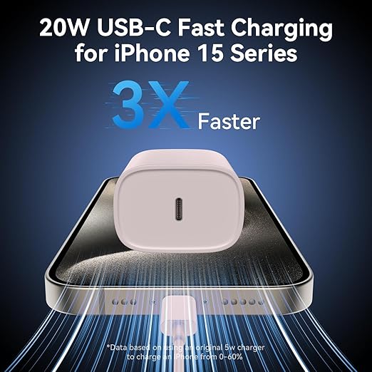 Phone 17 16 15 Charger Fast Charging Type C Chargers USB C Fast Charger Block & Phones 17 Charger Cord 3FT Long USB C Charging Cable for i.Phone 17/17 Pro/17 Pro Max/Air/Phone 16 15 Pro Max,Pink