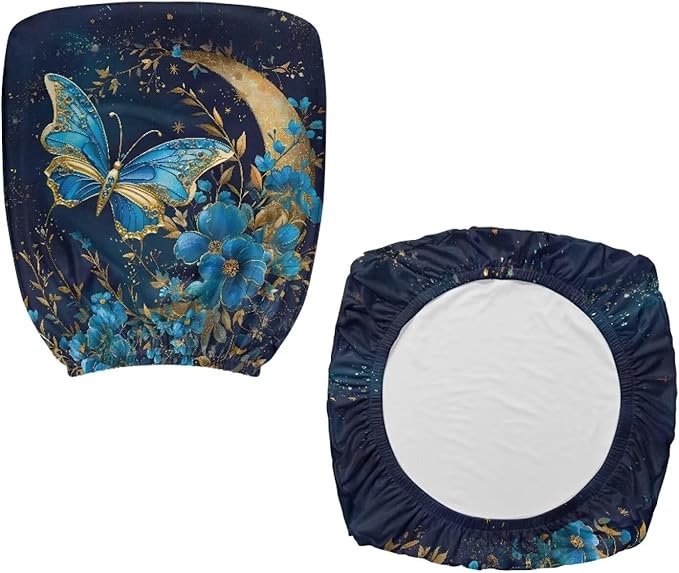 Butterfly Flower Office Chair Covers Stretchable Office Chair Seat Cover Removable Dorm Computer Rotating Chair Slipcover Desk Accessories Split Rotating Swivel Chair Padded Protector
