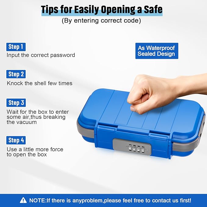 HUANLANG Portable Safe Lock Box with Combination Lock Mini Beach Travel Safe Waterproof Small Lockable Box with Removable Wire Rope Combination Safe Box for Dorm,Travel,Beach,Hotel,Car,Home,Office