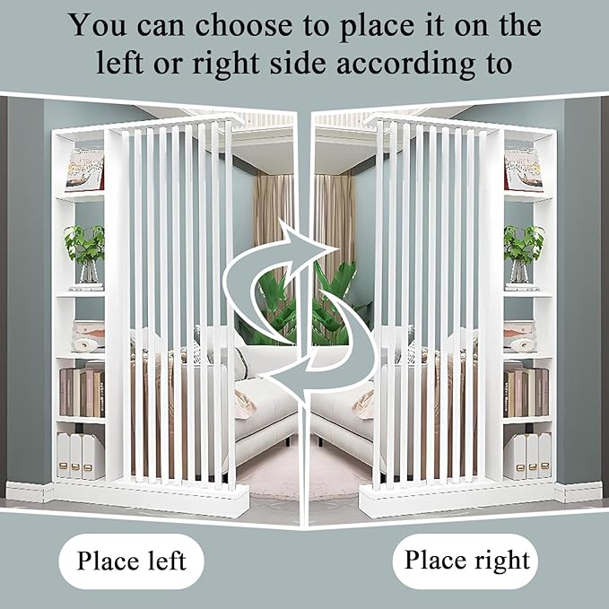 Room Divider with Shelves, Entrance Hall Partition Screen Column Floor to Ceiling - Freestanding Room Divider with Storage Shelf, Freestanding Decor for Bedroom (A White + White, 47.2in / 120cm)