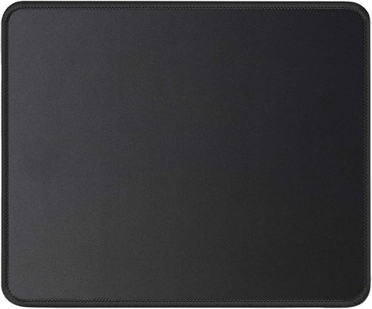JIKIOU Mouse Pad with Non-Slip Rubber Base, Premium-Textured & Washable Computer Mousepad with Stitched Edges, Mouse Pads for Computers, Laptop, Gaming, Office & Home, 10.2 x 8.3 in, Black