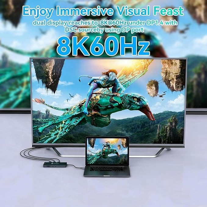 USB C Laptop Docking Station 3 Monitors with Dual DisplayPort 4K@120Hz and HDMI 4K@60Hz, 12 in 1 Thunderbolt Hub with USB A 3.0, USB C 3.2, Ethernet, SD, TF, PD 100W for Desktop Computer