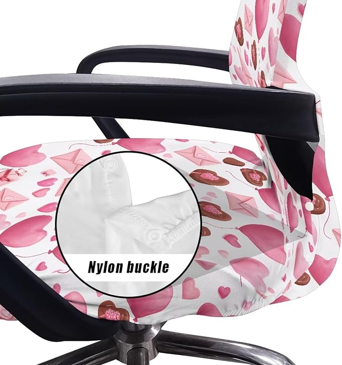 Talayituse Heart Chocolate Letter Print Office Chair Covers, Stretch Computer Chair Cover Universal Boss Chairs Covers Modern Simplism Style High Back Chairs Slipcover Valentine's Day Decor, Small