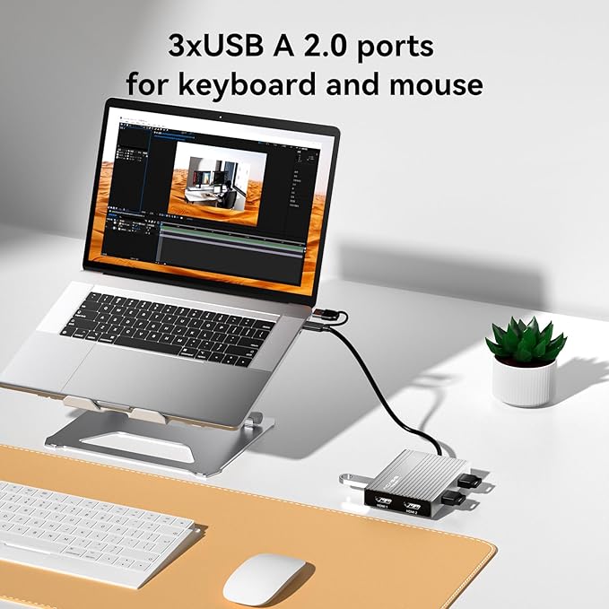 ACASIS USB C to Dual HDMI DisplayLink Adapter, 4K@60Hz, 2 HDMI & 3 USB-A Ports, 100W PD Charging, USB C DisplayLink Docking Station for Mac M1/M2/M3/Windows, USB A/C to Dual Monitor Adapter, Silver