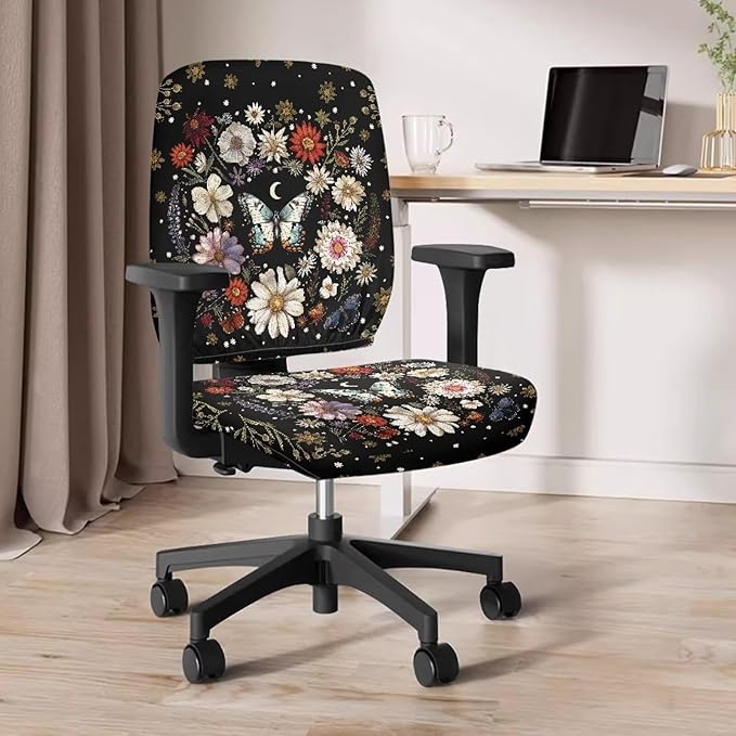 GLENLCWE Mandala Style Butterfly Flower Seat Covers for Chairs Protective Easy to Install Seat Cushion Split Protectors Lightweight Computer Office Chair Cover