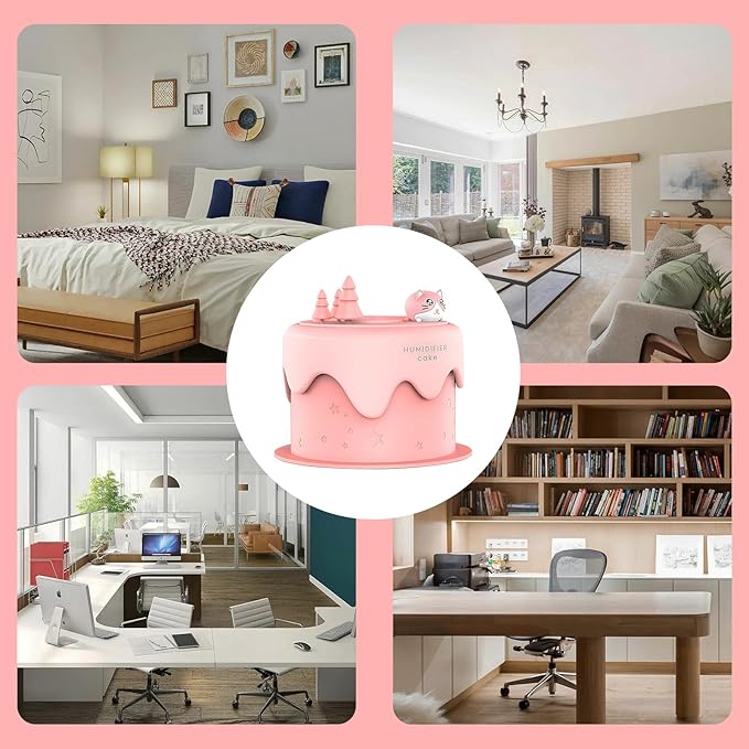 Cute Pet Humidifier, TV Humidifier, USB Plug in Use, Desktop Silent Spray, High Appearance Level Gifts (Pink Cat Cake)