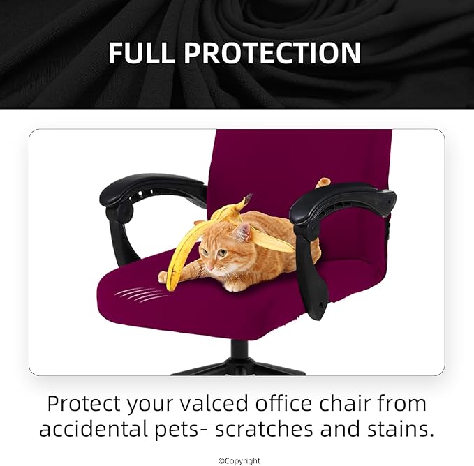 Elastic Computer Chair Cover with Durable Zipper - Protective Removable Washable Universal Office Desk Chair Seat Slip Cover - Stretchy Soft Anti-dust Desk Chair Seat Protector for Dogs, Cats, Pets