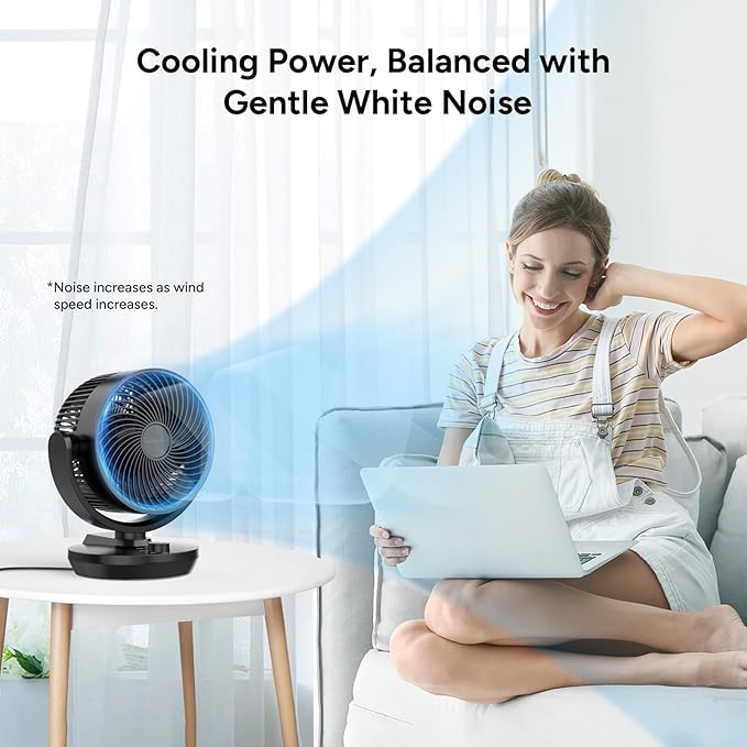 DR.PREPARE Oscillating Air Circulator Fan for Bedroom, 11.3” Height Powerful Table Fan, 70° Auto-Oscillating, 100° Adjustable Tilt, 3 Speeds, Efficient Cooling & Circulation for Home, Kitchen, Office