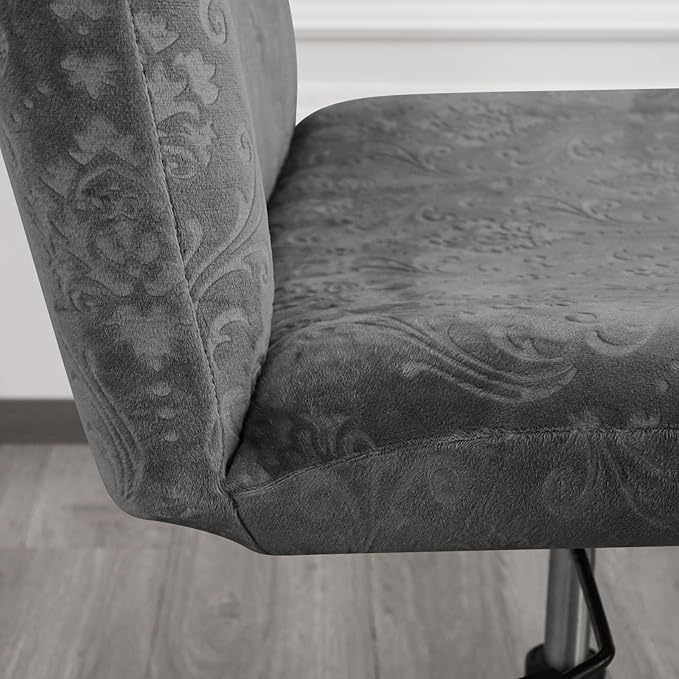 Criss Cross Chair Cover Armless Chair Slipcover Office Desk Chair Covers Velvet Embossing Mid Back Wide Seat Accent Chair Covers for Computer Chairs and Vanity Chairs(Velvet-Dark Grey)