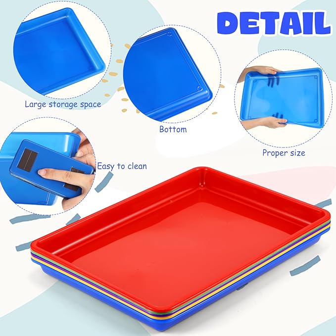 Hoteam 5 Pcs Paper Trays for Classroom Plastic Storage Bin Tray Bulk Stackable File Organizer for School Office Teacher Book Organization Supplies(Classic Color,16.14 x 11.81 x 1.38 Inch)