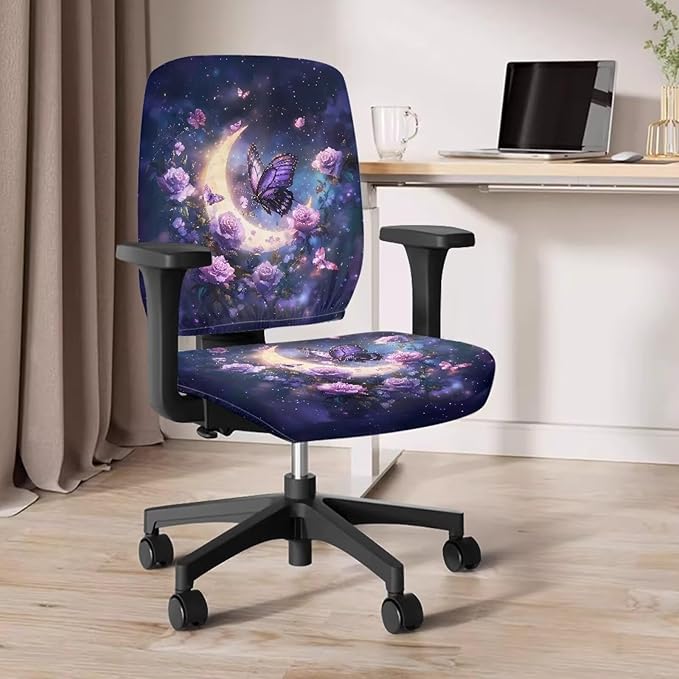 GLENLCWE Abstract Moon Butterfly Computer Office Chair Cover Universal Chair Covers Stretch Rotating Chair Slipcover Protective & Stretchable